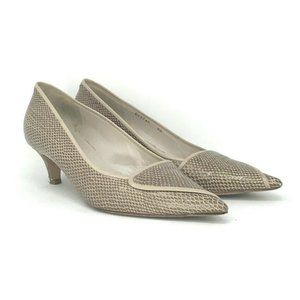 cream low heel sandals
